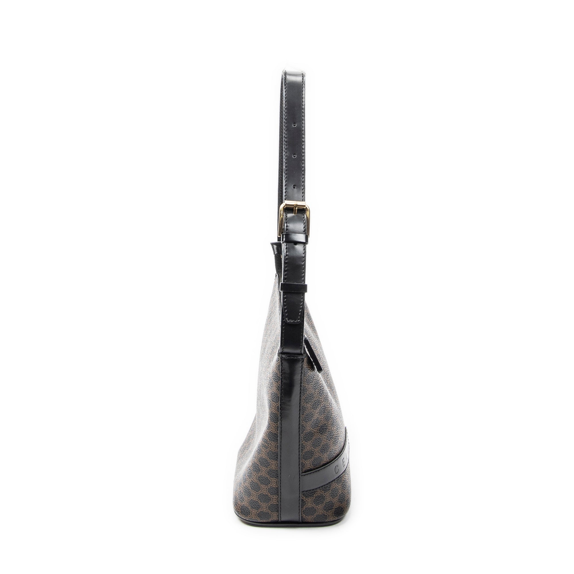 Shoulder Bag Zip Shoulder Hobo Black Macadam Coated Canvas