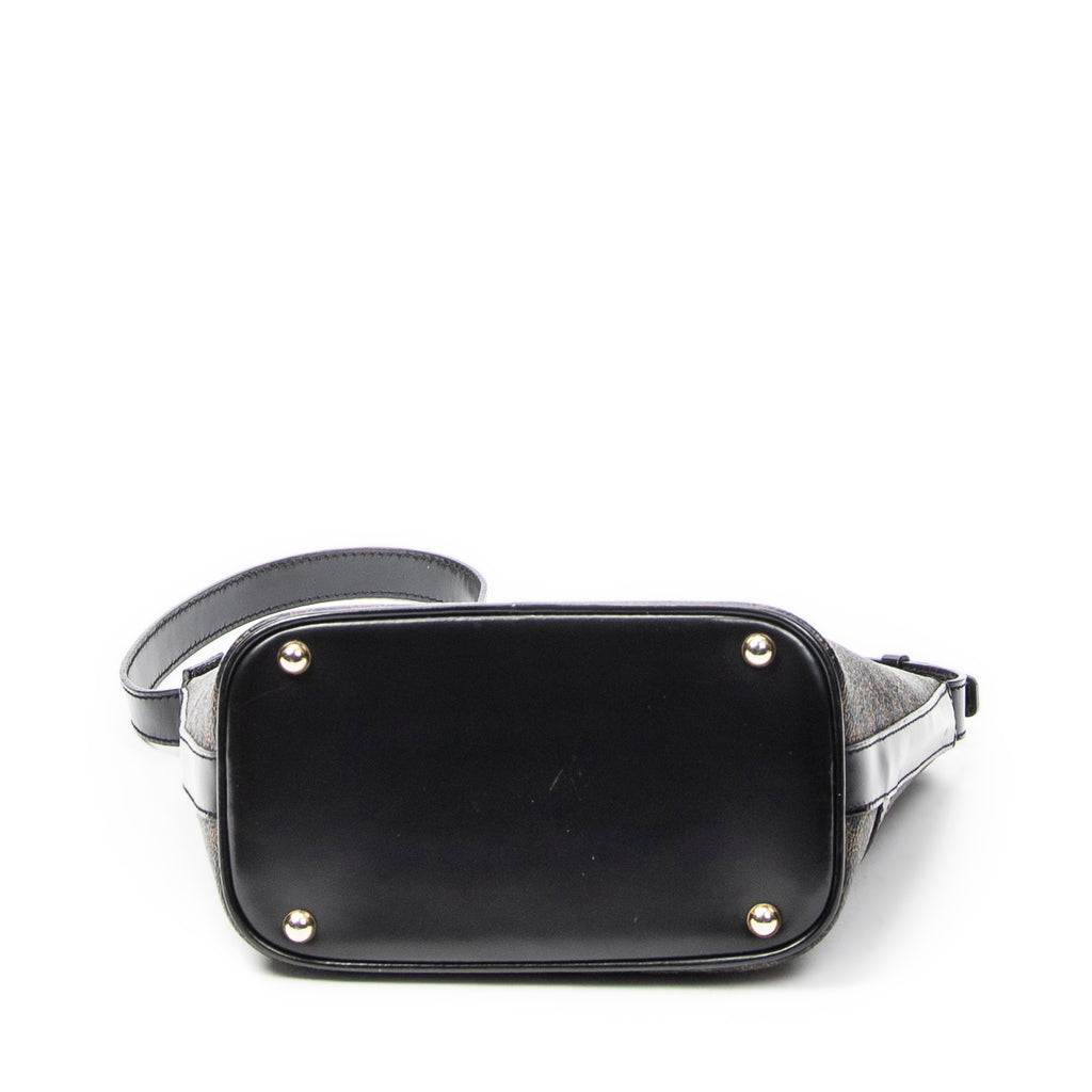 Shoulder Bag Zip Shoulder Hobo Black Macadam Coated Canvas