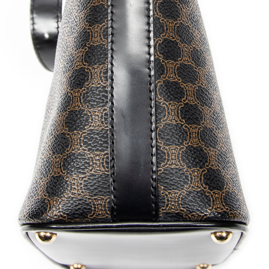 Shoulder Bag Zip Shoulder Hobo Black Macadam Coated Canvas