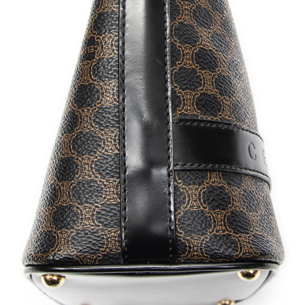 Shoulder Bag Zip Shoulder Hobo Black Macadam Coated Canvas