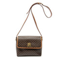 Bolso de hombro vintage pequeño con solapa cruzado de lona revestida Macadam marrón
