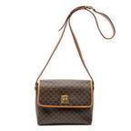 Bolso de hombro vintage pequeño con solapa cruzado de lona revestida Macadam marrón