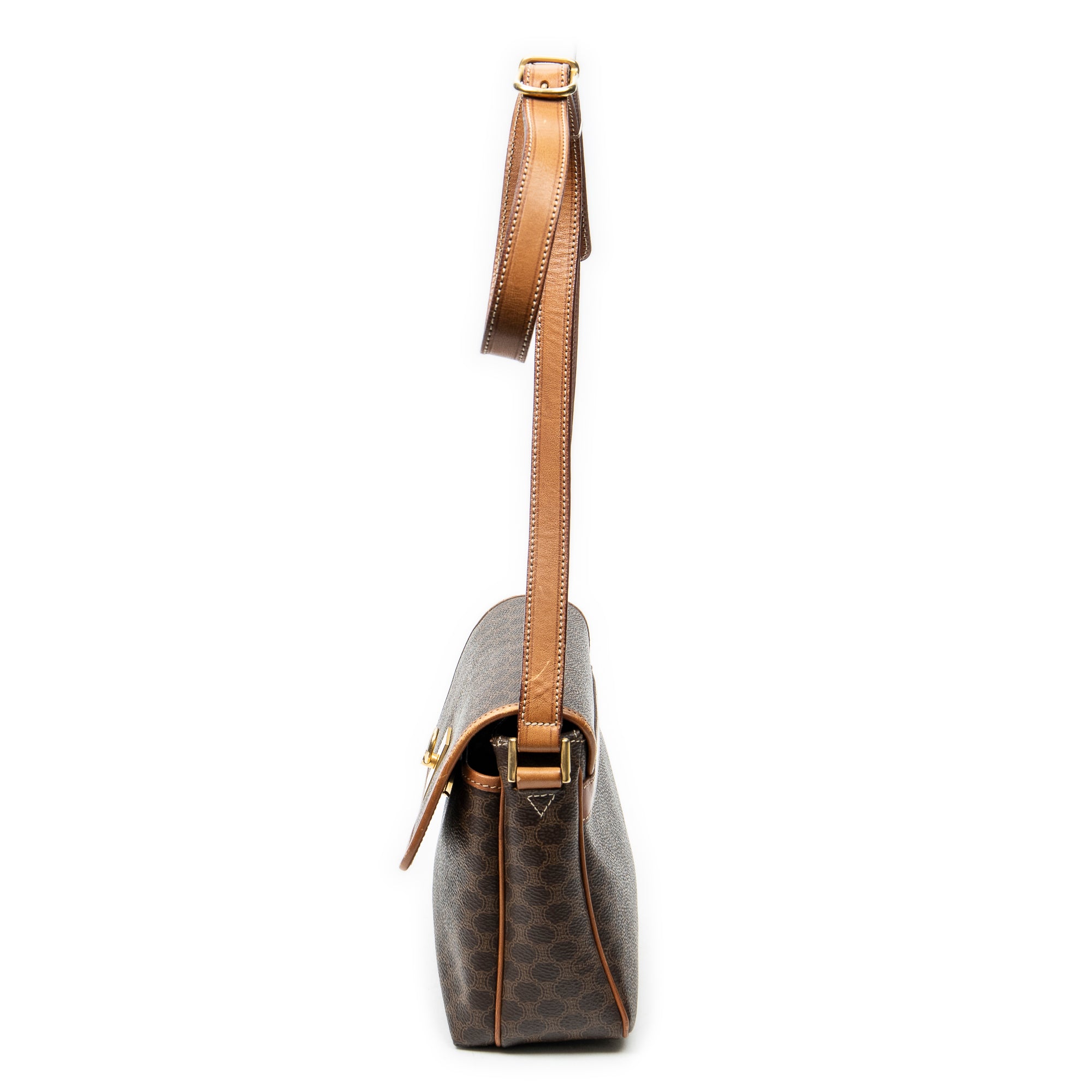 Shoulder Bag Vintage Small Flap Crossbody Brown Macadam Coated Canvas