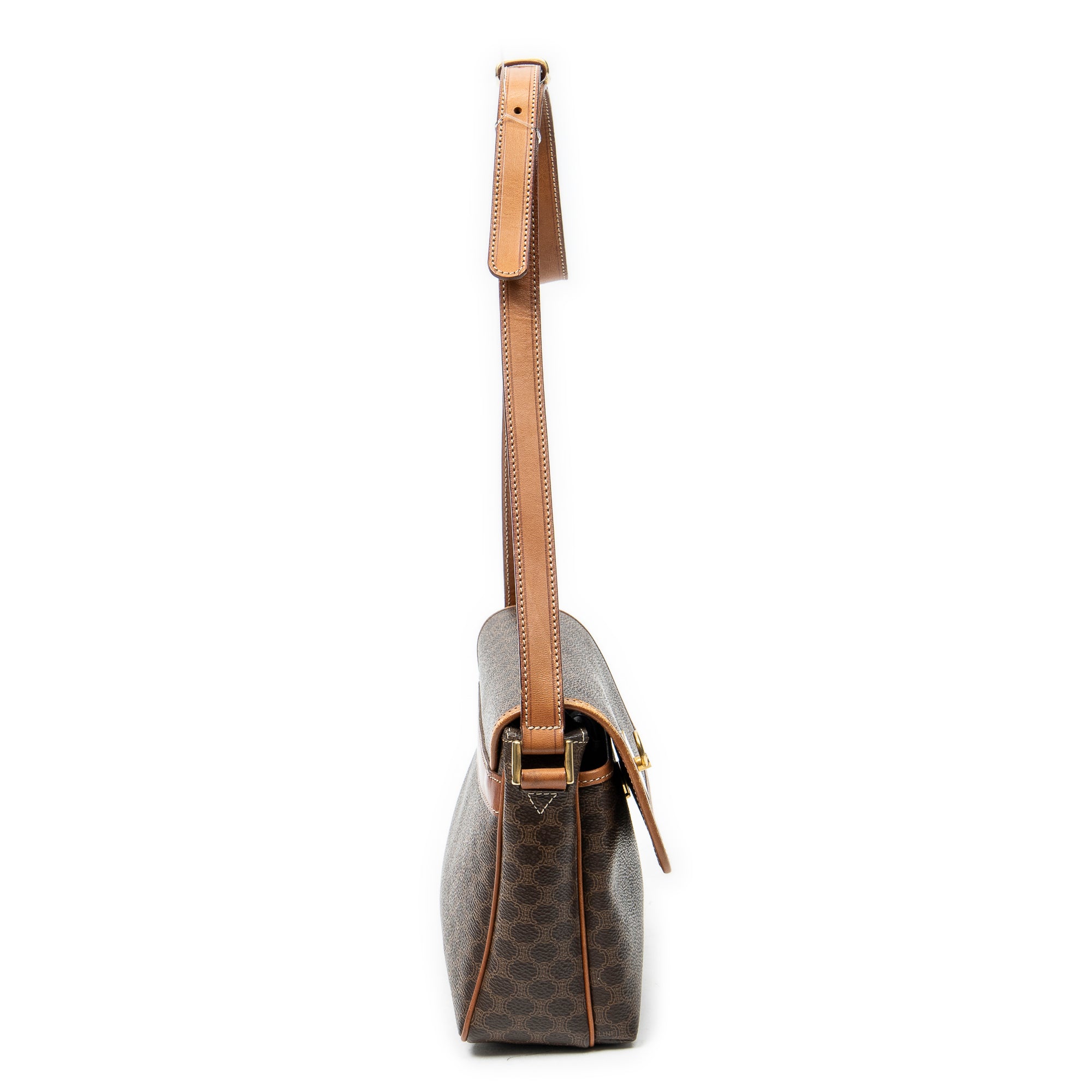 Shoulder Bag Vintage Small Flap Crossbody Brown Macadam Coated Canvas
