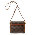 Bolso de hombro vintage pequeño con solapa cruzado de lona revestida Macadam marrón