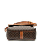 Bolso de hombro vintage pequeño con solapa cruzado de lona revestida Macadam marrón