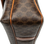Bolso de hombro vintage pequeño con solapa cruzado de lona revestida Macadam marrón