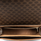 Bolso de hombro vintage pequeño con solapa cruzado de lona revestida Macadam marrón