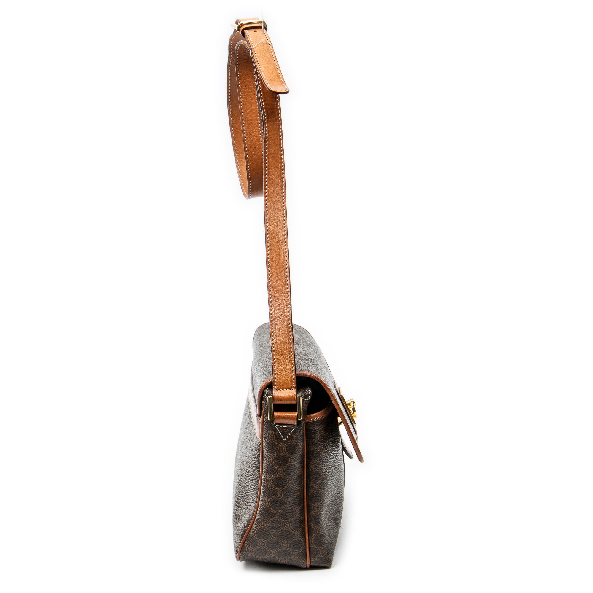 Shoulder Bag Vintage Small Flap Crossbody Brown Macadam Coated Canvas