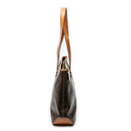Shoulder Bag Large Zip Shopping Tote Brown Macadam Coated Canvas