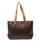 Shoulder Bag Large Zip Shopping Tote Brown Macadam Coated Canvas