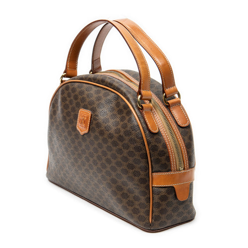 Handbag Dome Top Handle Brown Macadam Coated Canvas