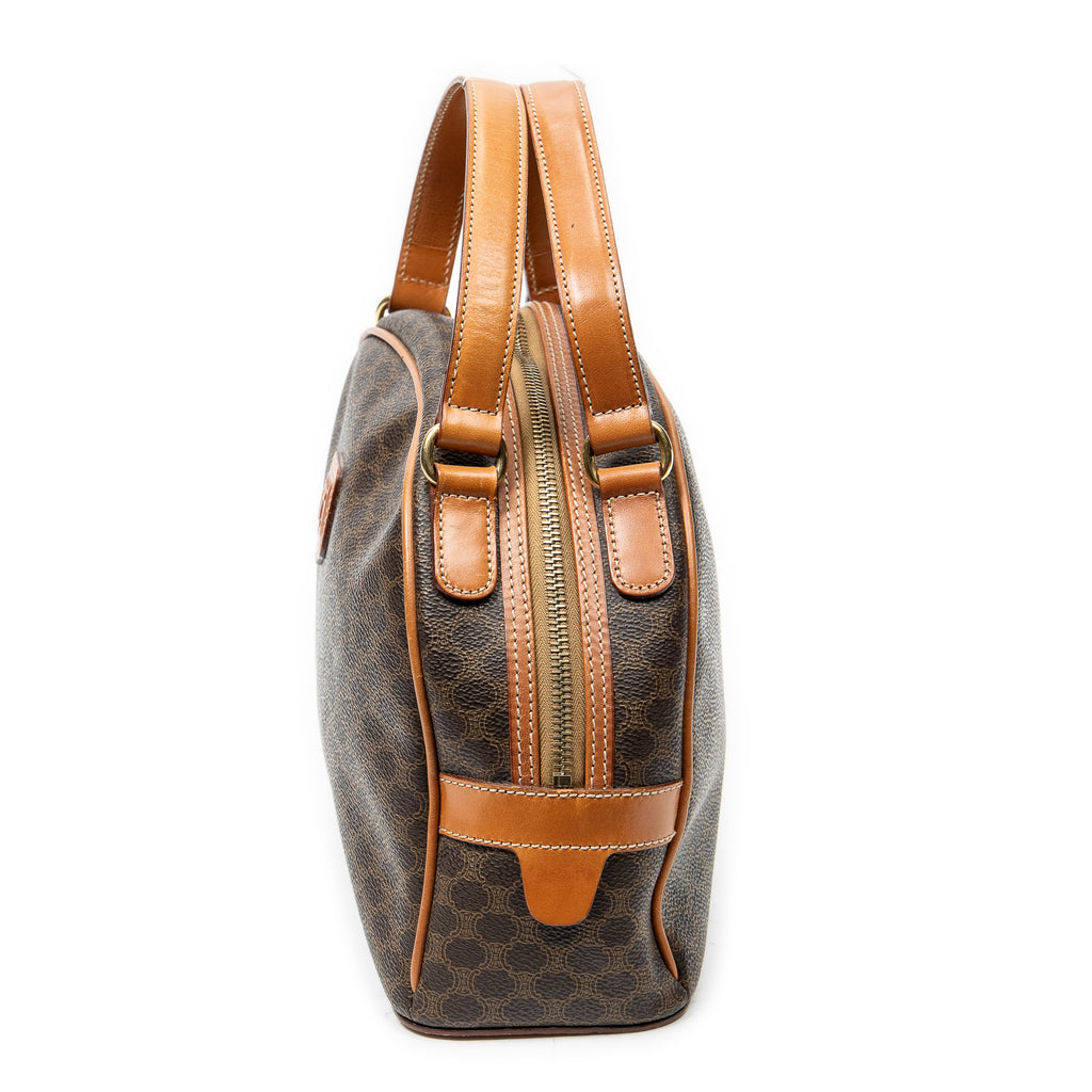 Handbag Dome Top Handle Brown Macadam Coated Canvas