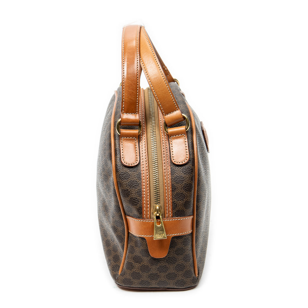 Handbag Dome Top Handle Brown Macadam Coated Canvas