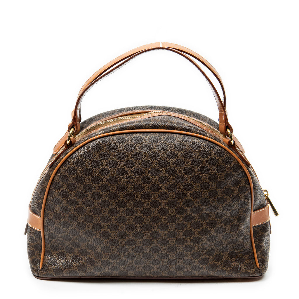 Handbag Dome Top Handle Brown Macadam Coated Canvas