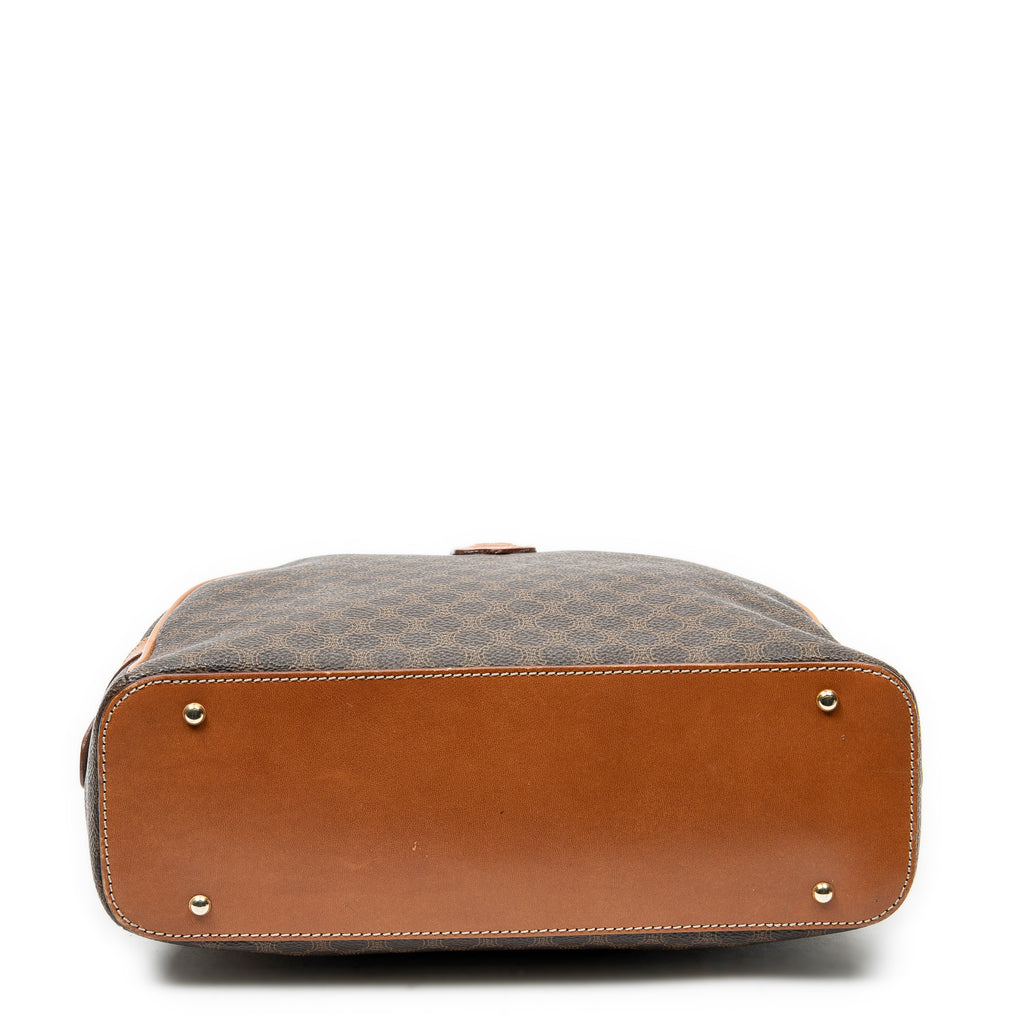 Handbag Dome Top Handle Brown Macadam Coated Canvas