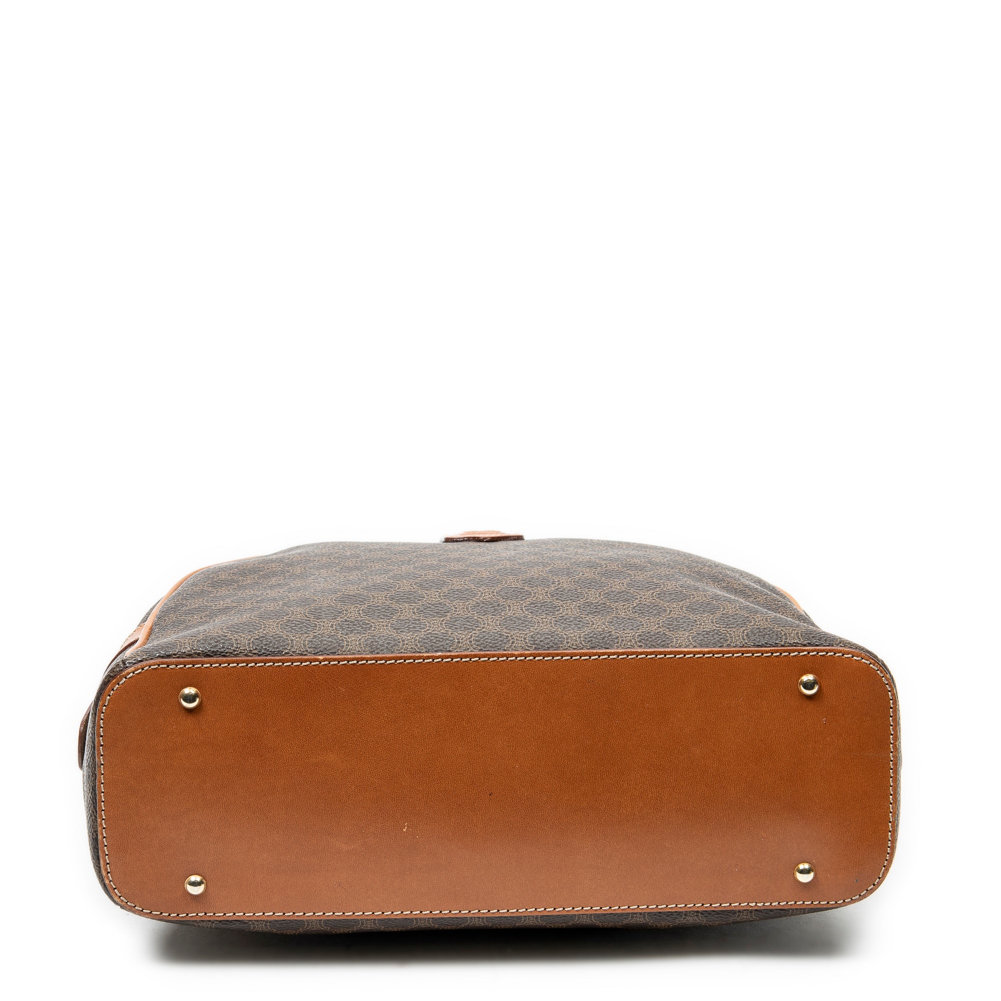 Handbag Dome Top Handle Brown Macadam Coated Canvas