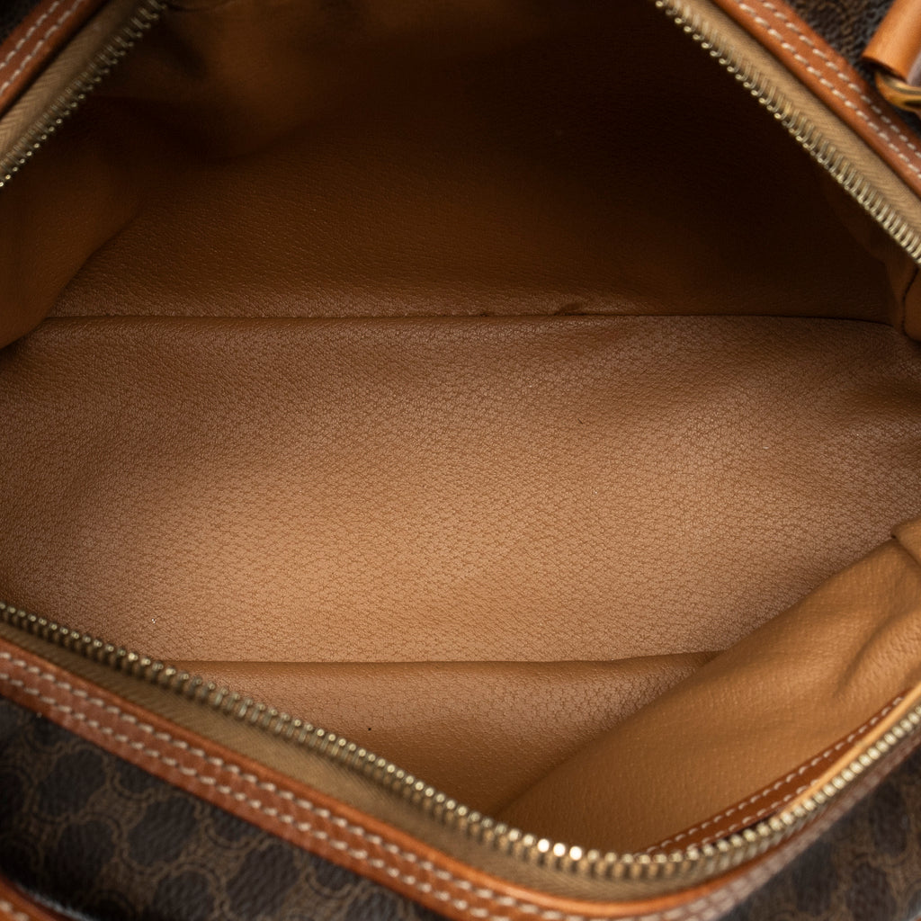 Handbag Dome Top Handle Brown Macadam Coated Canvas