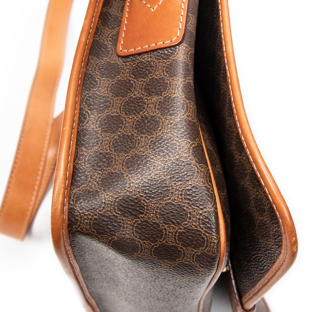 Shoulder Bag Small Square Flap Messenger Brown Macadam Coated Canvas