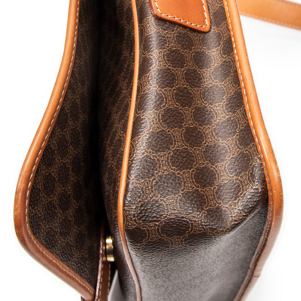 Shoulder Bag Small Square Flap Messenger Brown Macadam Coated Canvas