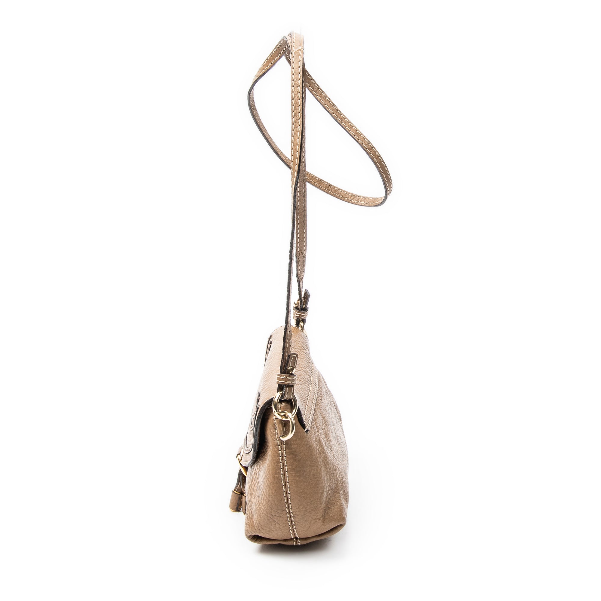 Shoulder Bag Marcie Pochette Crossbody Brown Grained Calfskin Leather