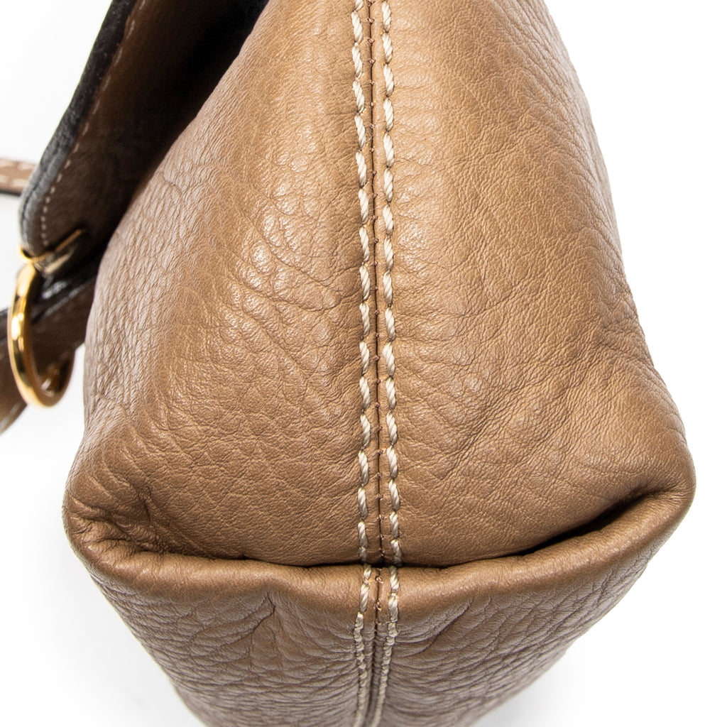 Shoulder Bag Marcie Pochette Crossbody Brown Grained Calfskin Leather
