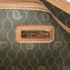 Bolsa de viaje vintage grande Boston panal de abeja verde lona revestida