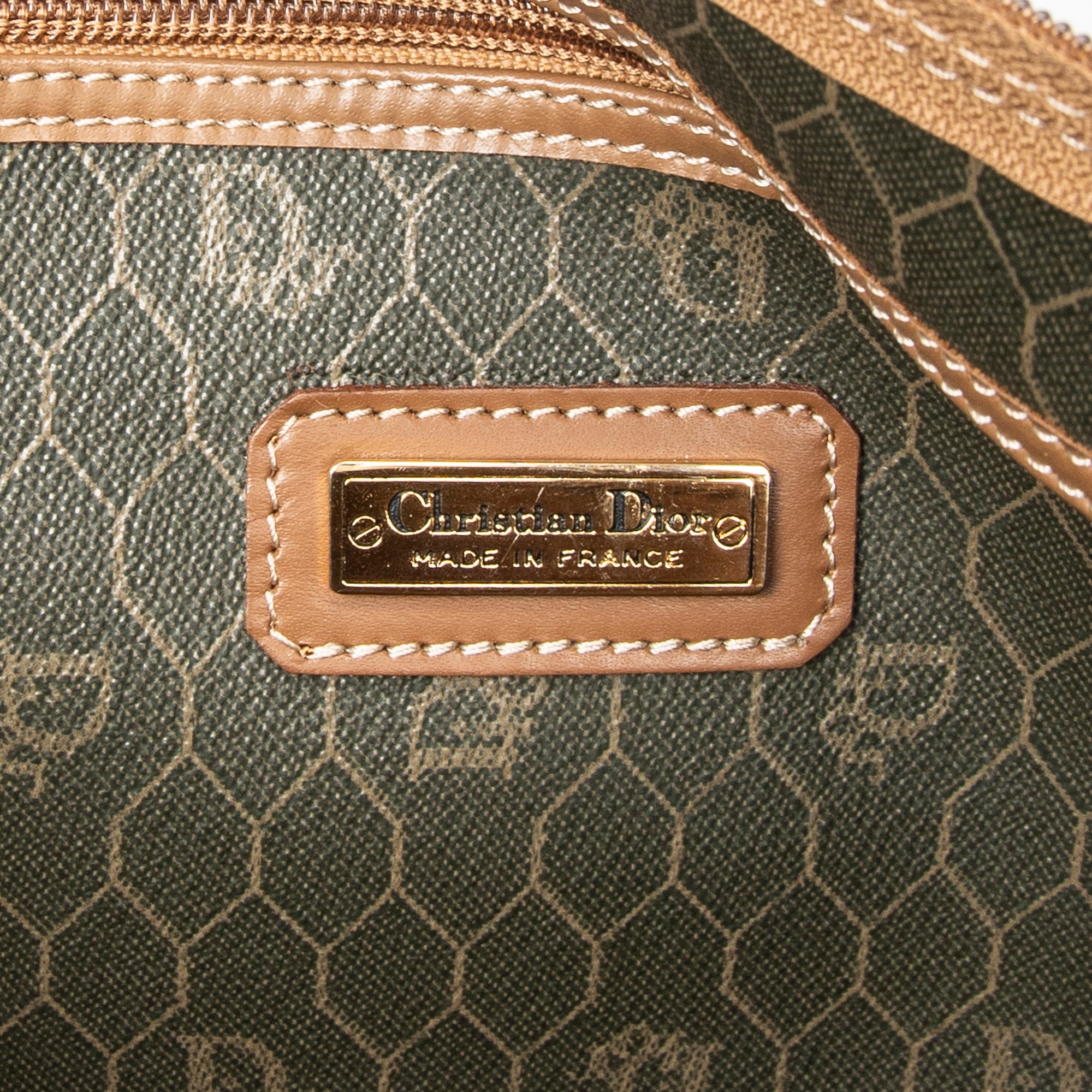 Bolsa de viaje vintage grande Boston panal de abeja verde lona revestida