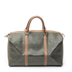 Travel Bag Vintage Small Travel Boston Green Honeycomb Coated Canvas