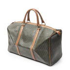 Travel Bag Vintage Small Travel Boston Green Honeycomb Coated Canvas