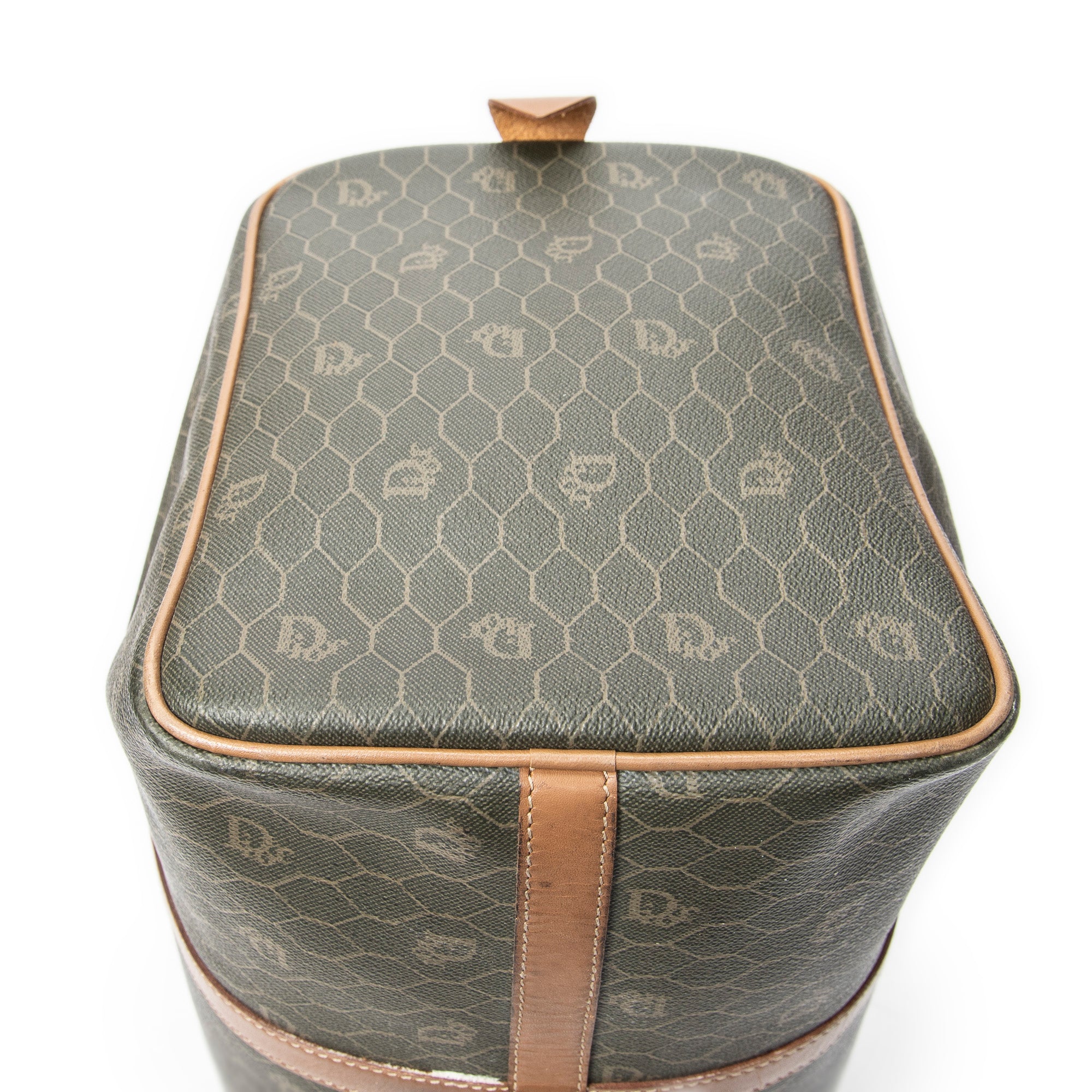 Travel Bag Vintage Small Travel Boston Green Honeycomb Coated Canvas