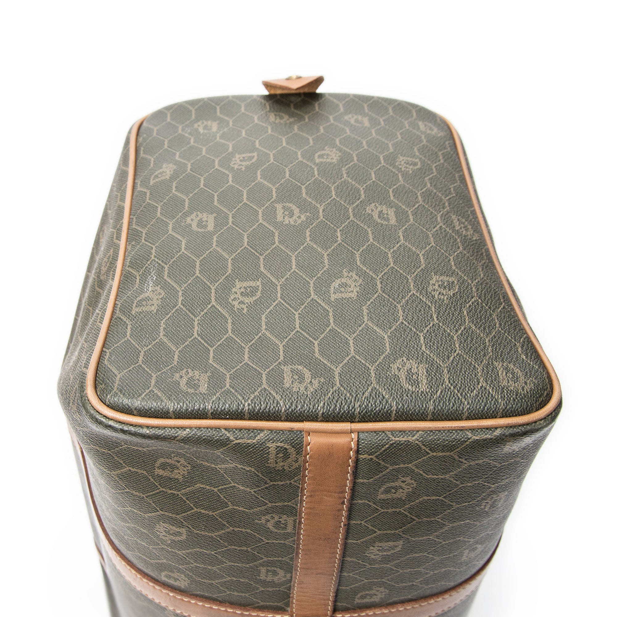 Travel Bag Vintage Small Travel Boston Green Honeycomb Coated Canvas