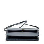 Shoulder Bag Vintage Pushlock Flap Crossbody Navy Grained Calfskin Leather