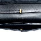 Shoulder Bag Vintage Pushlock Flap Crossbody Navy Grained Calfskin Leather