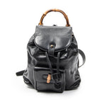 Backpack Mini Bamboo Backpack Black Calfskin Leather