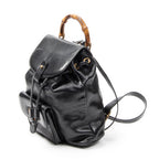 Backpack Mini Bamboo Backpack Black Calfskin Leather