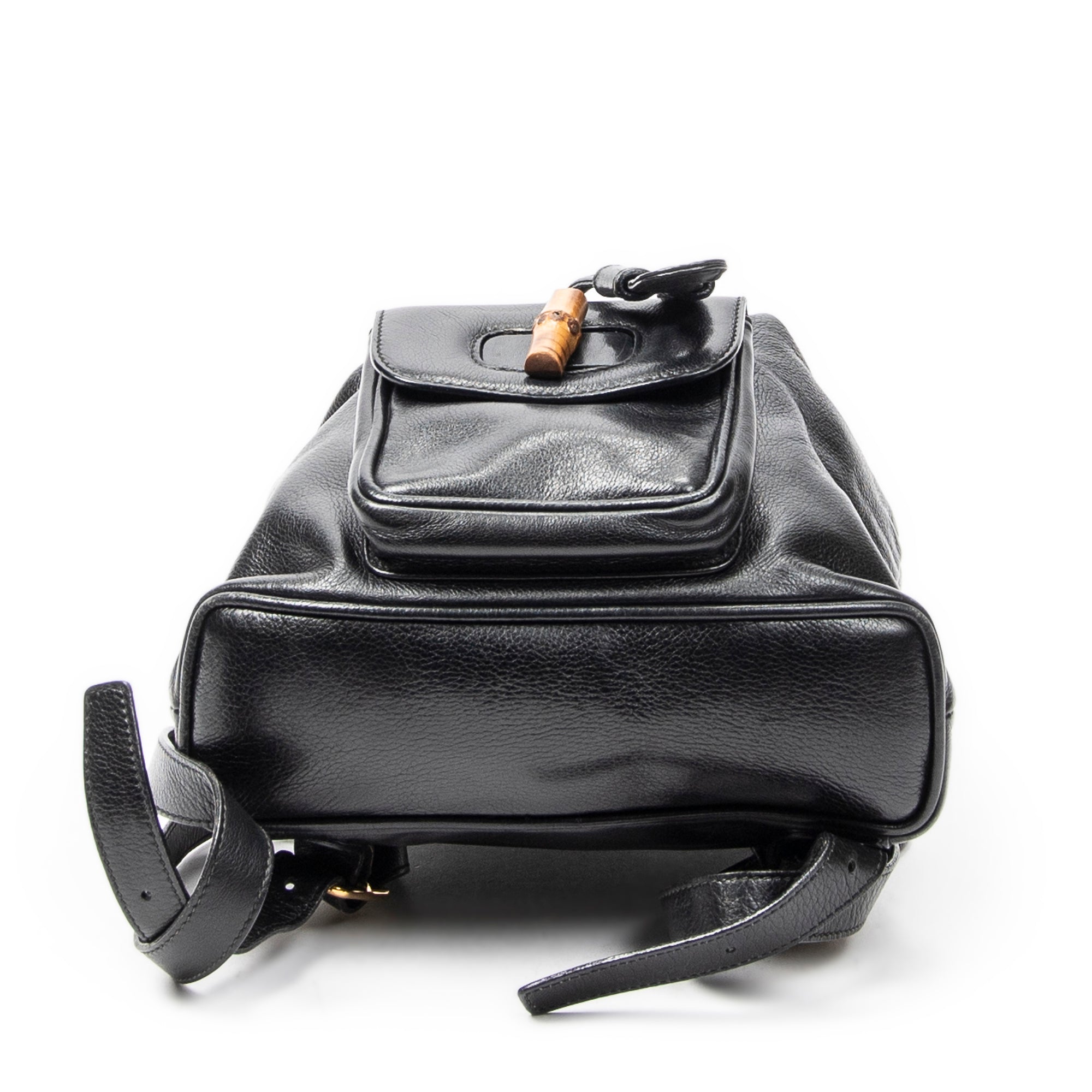 Backpack Mini Bamboo Backpack Black Calfskin Leather