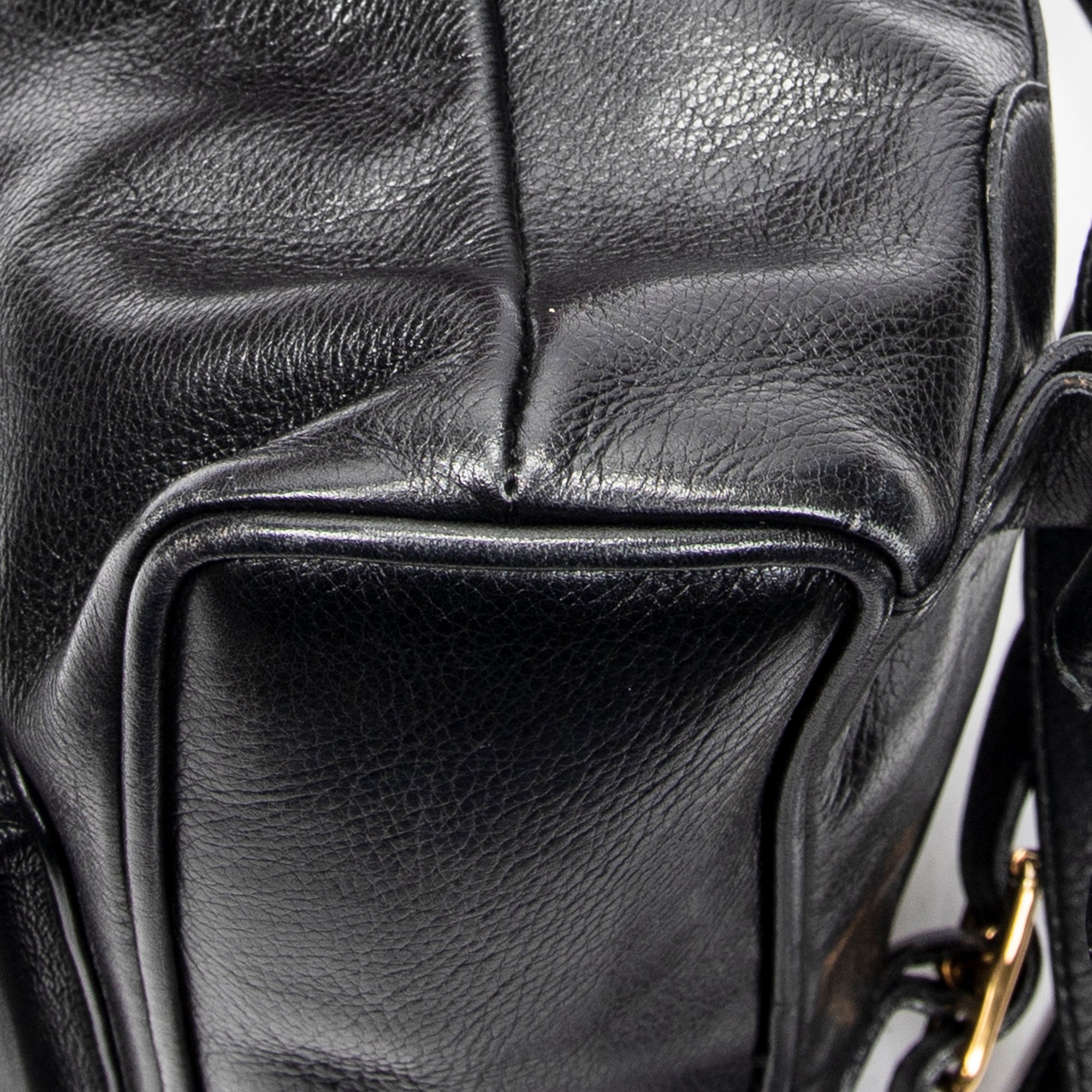Backpack Mini Bamboo Backpack Black Calfskin Leather