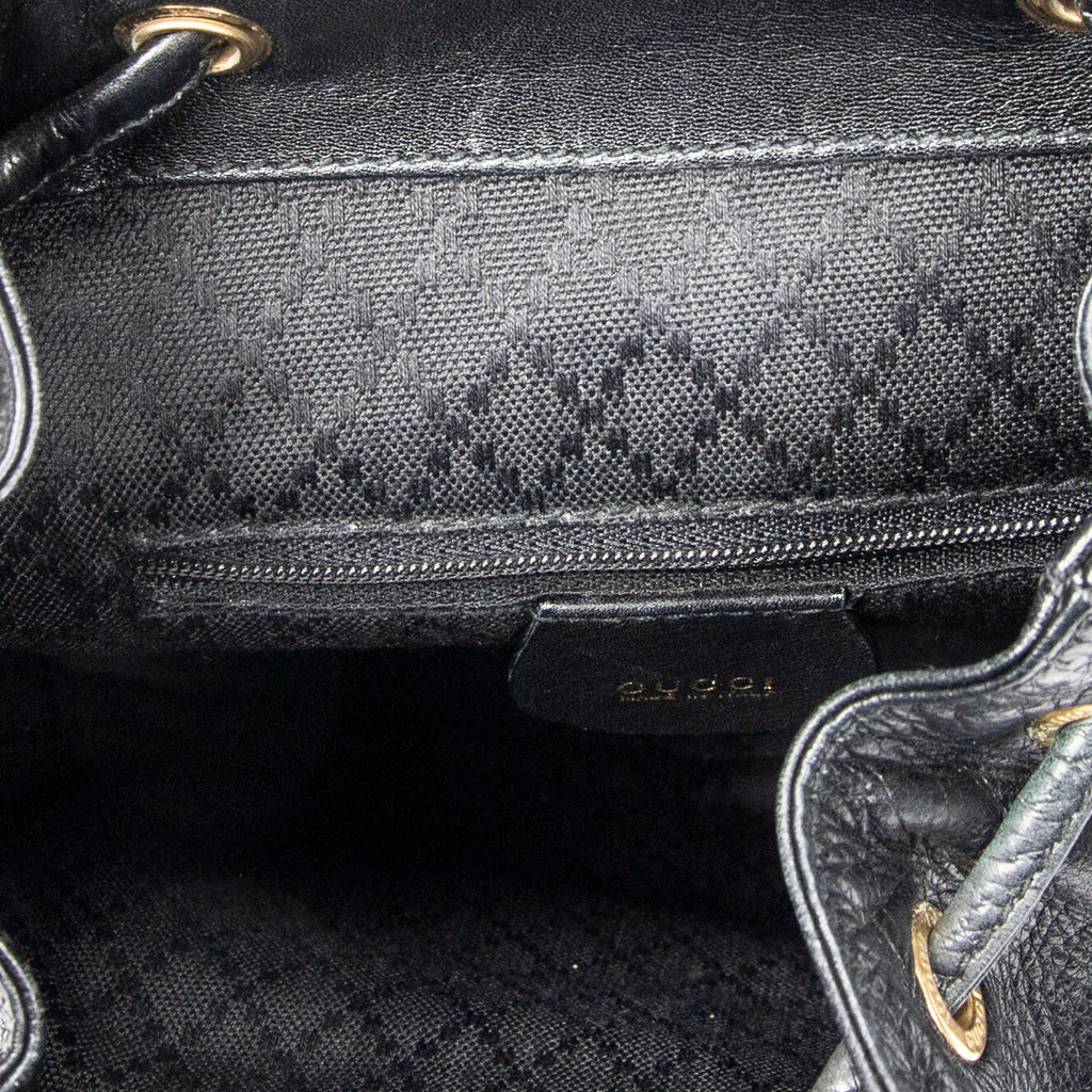 Backpack Mini Bamboo Backpack Black Calfskin Leather