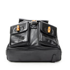 Mochila grande de bambú en piel de becerro negra