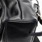 Mochila grande de bambú en piel de becerro negra