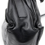 Shoulder Bag Medium Tassel Flamenco Black Grained Calfskin Leather