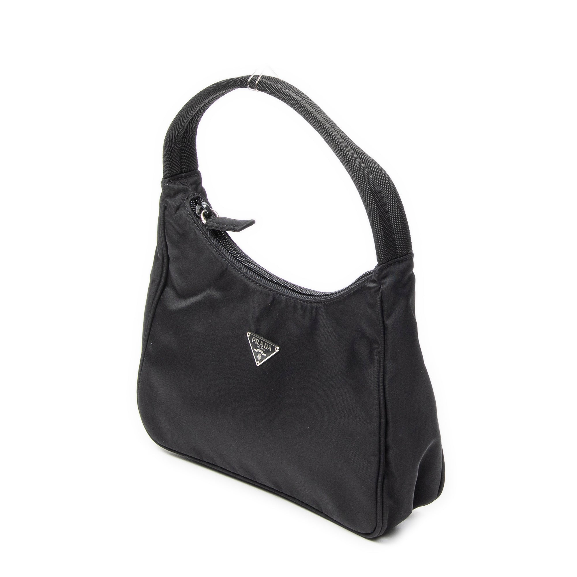 Shoulder Bag Vintage Mini Zip Hobo Black Nylon Canvas
