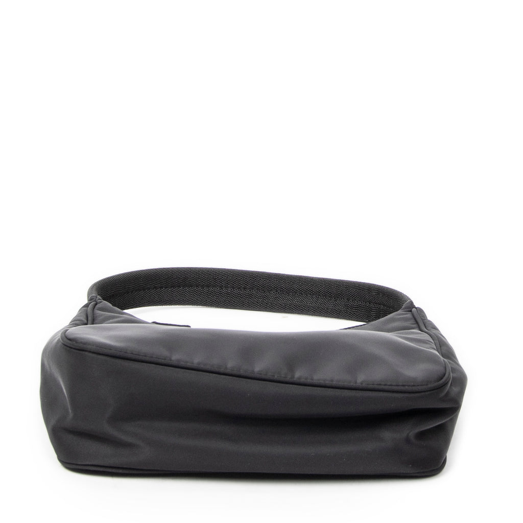 Shoulder Bag Vintage Mini Zip Hobo Black Nylon Canvas