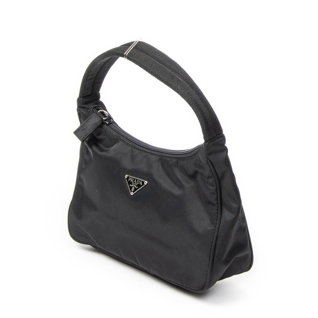 Shoulder Bag Vintage Mini Zip Hobo Black Nylon Canvas
