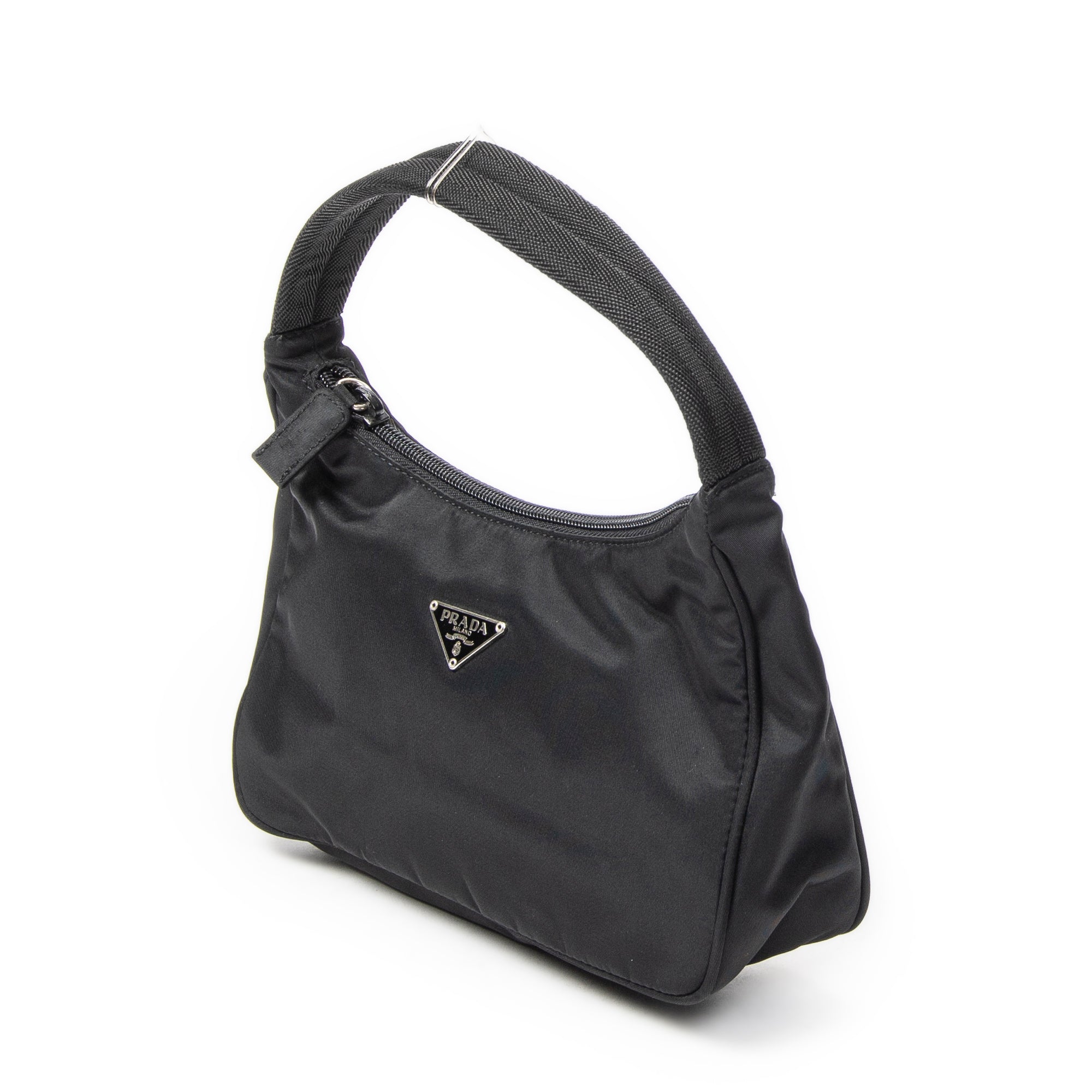 Shoulder Bag Vintage Mini Zip Hobo Black Nylon Canvas