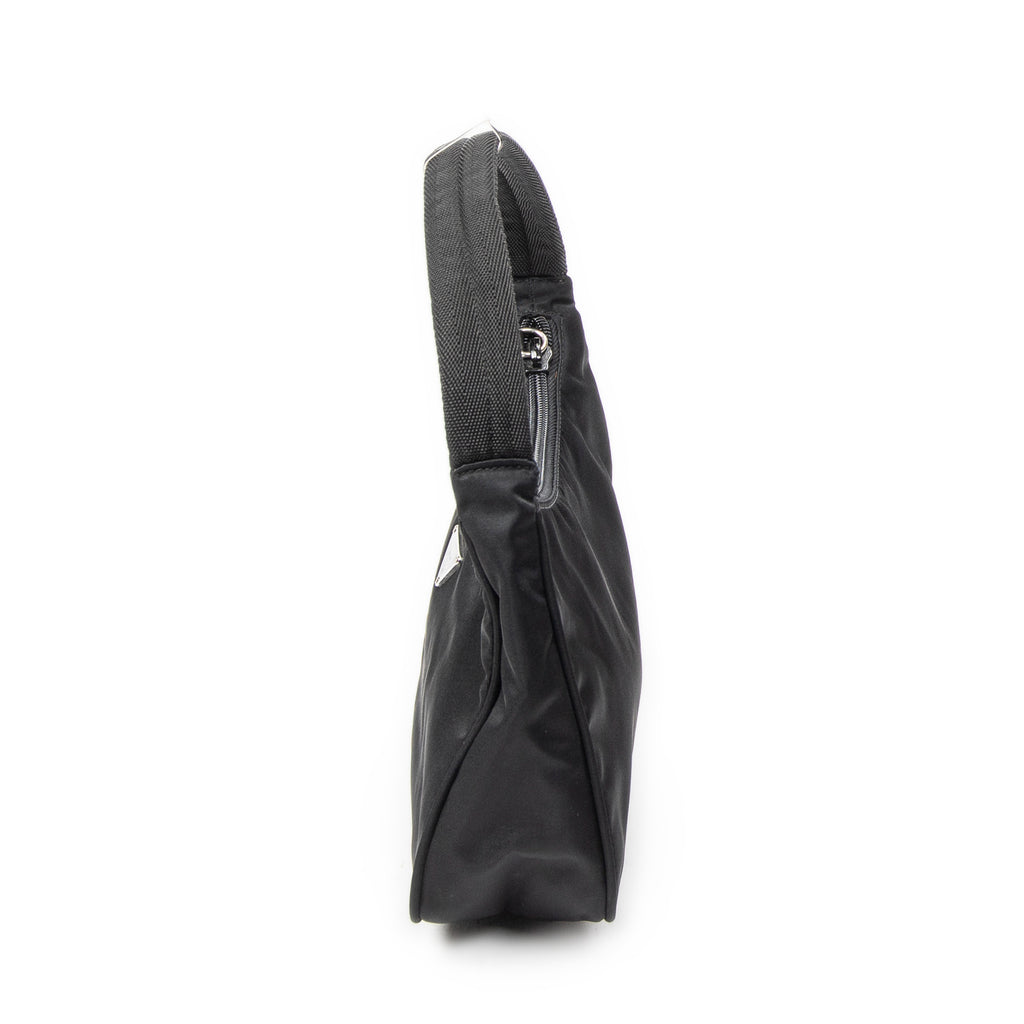 Shoulder Bag Vintage Mini Zip Hobo Black Nylon Canvas