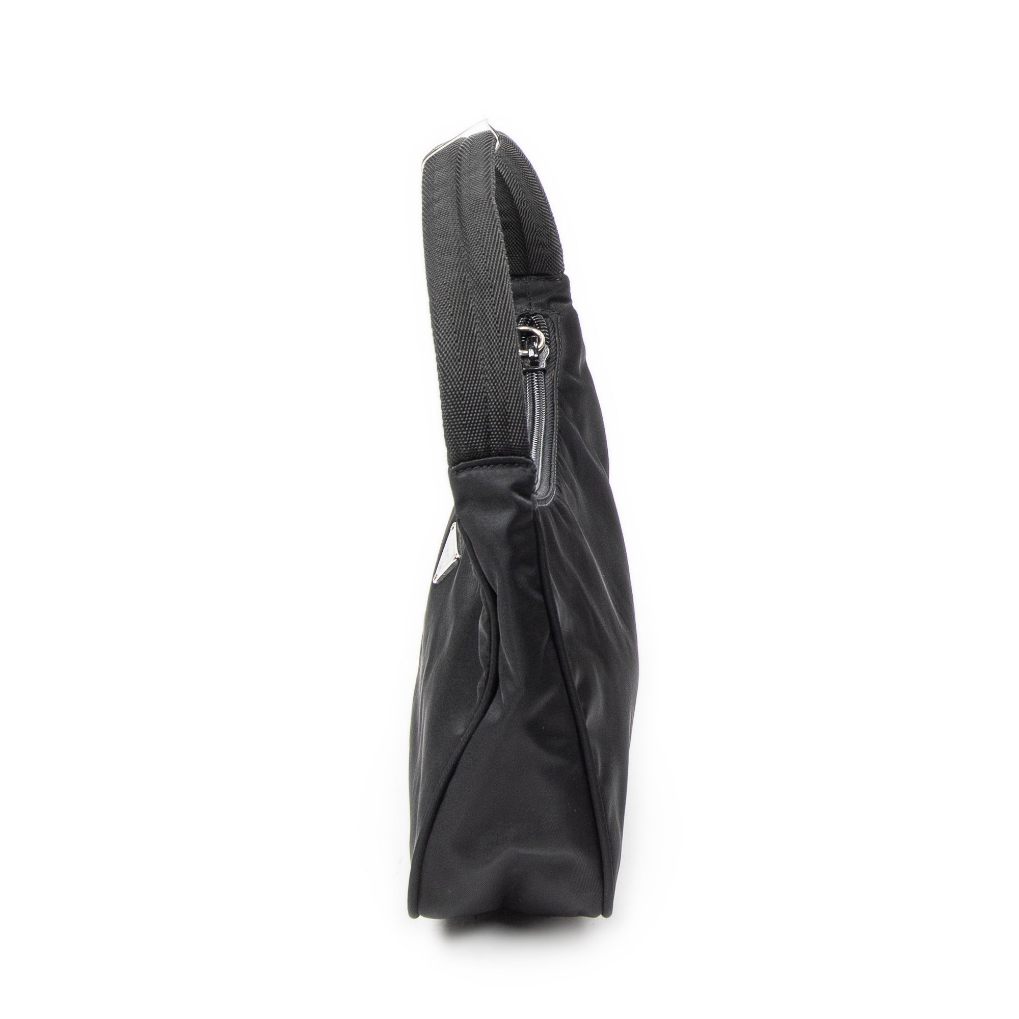 Shoulder Bag Vintage Mini Zip Hobo Black Nylon Canvas