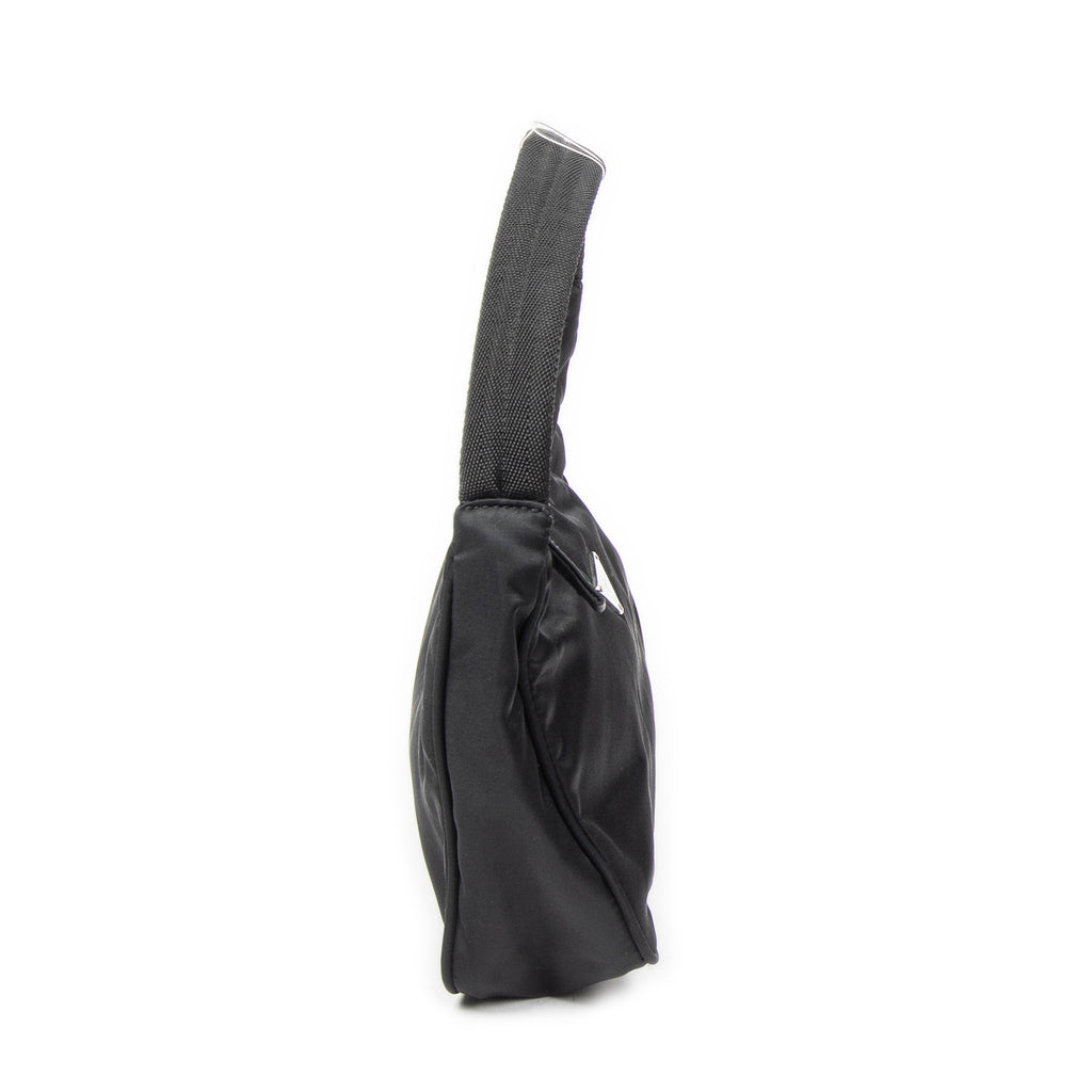 Shoulder Bag Vintage Mini Zip Hobo Black Nylon Canvas