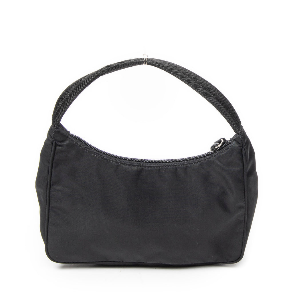 Shoulder Bag Vintage Mini Zip Hobo Black Nylon Canvas